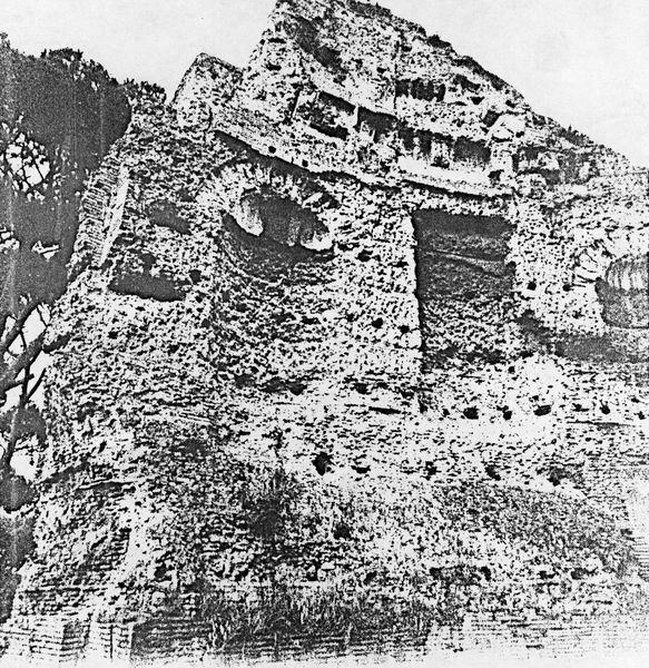 006346 - monumento - Stadio di Domiziano, esedra con il palco imperiale: veduta della parete settentrionale dell'esedra (fotocopia di una fotografia). Neg. serie Film nÂ°1661