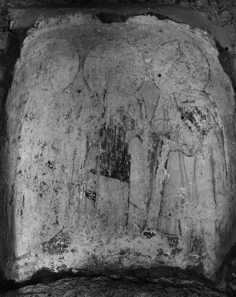 019691 - monumento - S. Maria Antiqua, pitture nell'Atrio, muro dell'entrata, nicchia con tre santi; neg. serie E, n. 51692