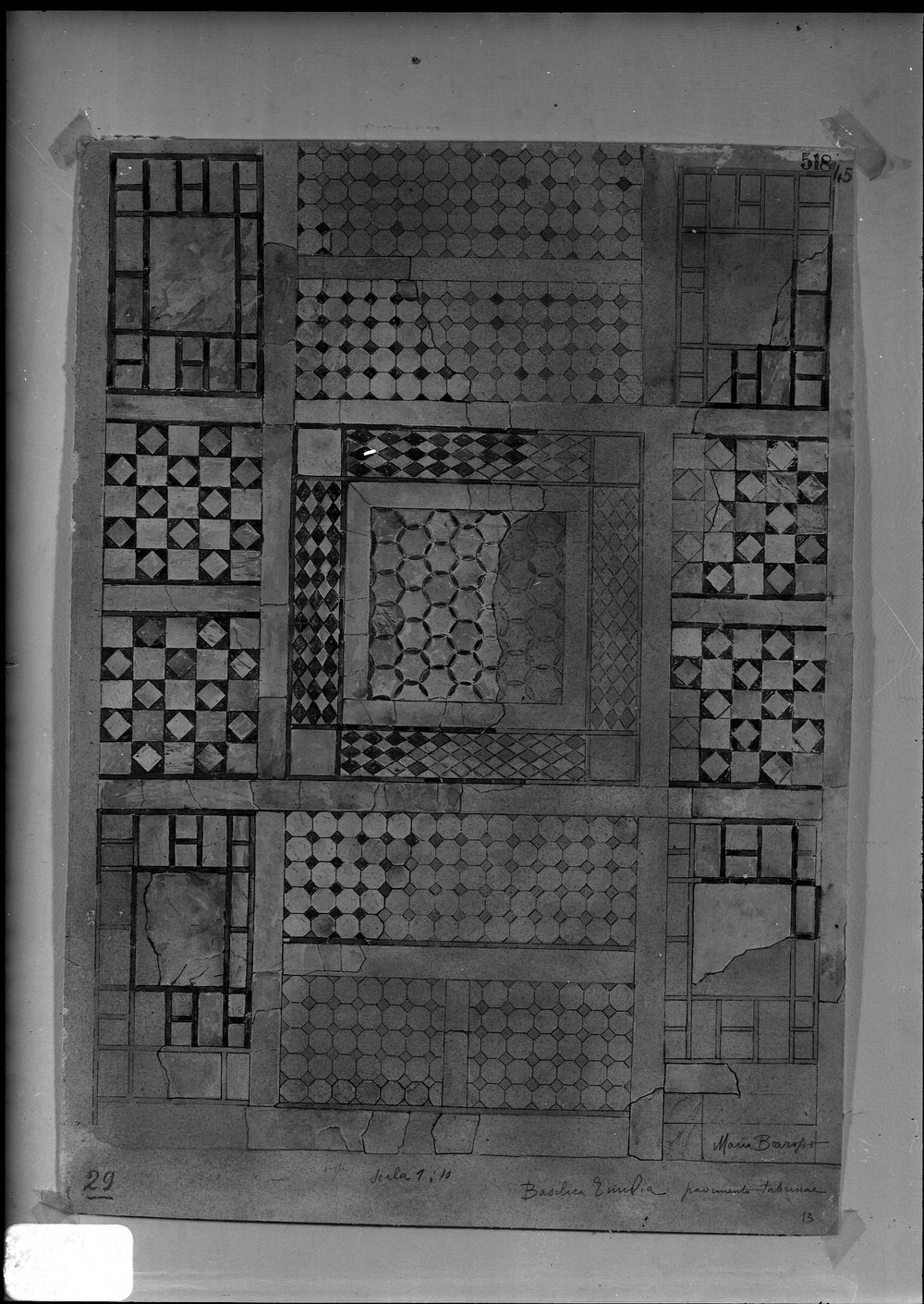 Disegno di M. Barosso di un pavim.to delle taberne - 2719.tif