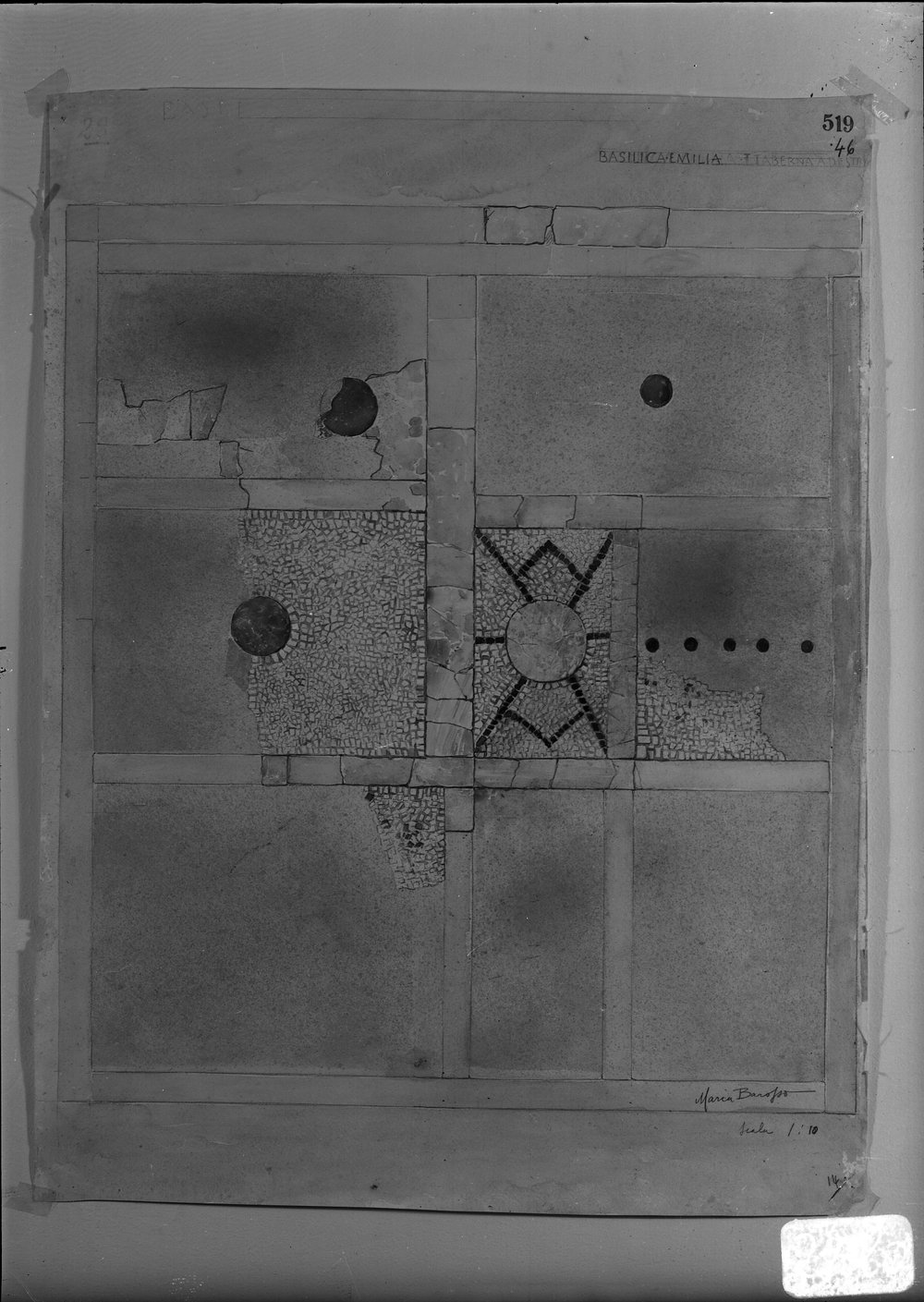 Disegno di M. Barosso di un pavim.to delle taberne - 2720.tif