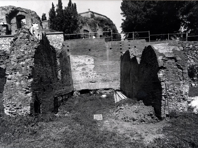005570 - restauro - Palatino, Clivo Palatino, un muro dell'Ambiente E ripreso durante i lavori del 1985 (maggio); neg. serie FILM n. 1507