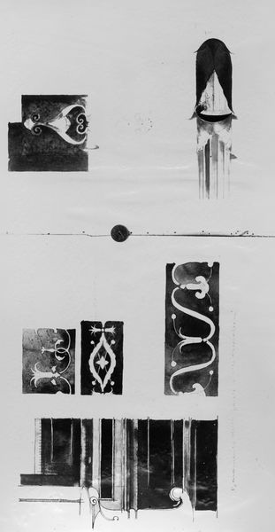 001621 - elaborato grafico - Aula Isiaca, particolare della decorazione pittorica della parete lunga, realizzato dall'arch. Moretti. Neg. serie C nÂ°443