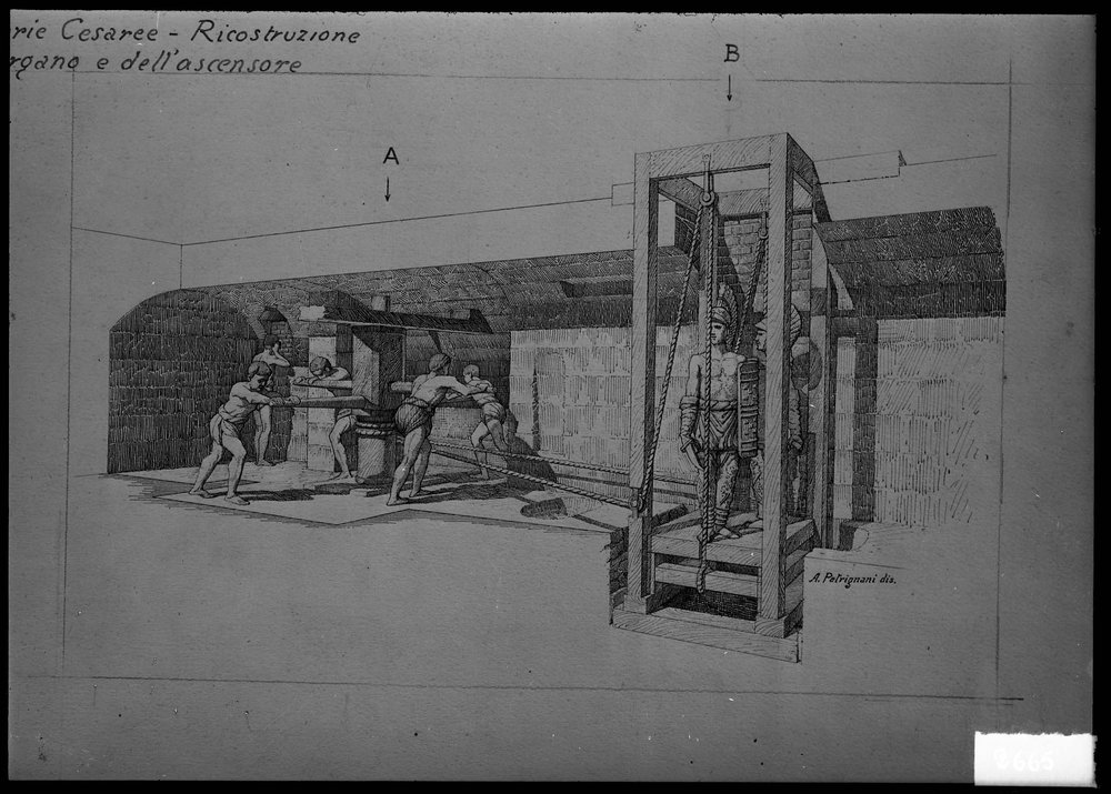 Lastra 2665, Foro Romano Gallerie Cesaree Ricostruzione dell'ascensore dell'architetto Petrignani.jpg