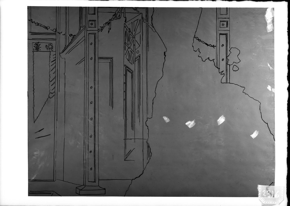 Lastra 2316, Palatino zona augustea. stanza delle maschere particolare parete sud disegno Coldani. Non eseguite relative positive..tif