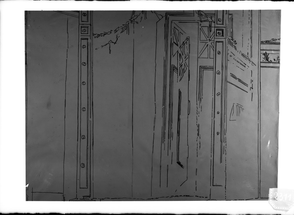 Lastra 2311, Palatino zona augustea. stanza delle maschere particolare parete sud disegno Coldani. Non eseguite relative positive..tif