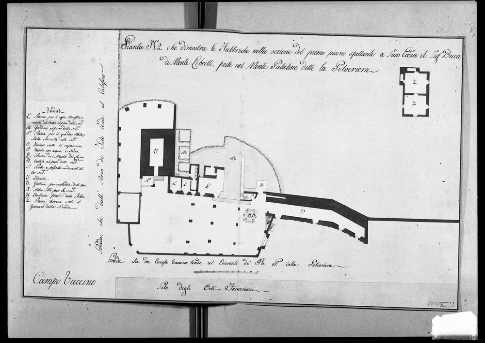 Lastra 2347, Vigna BArberini, particolare. Verso arco di Tito, dis. a penna acquarellato inzio sec. XIX Coll. Lanciani Roma XI-7-VI-1.tif