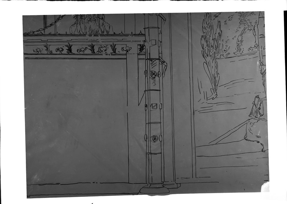 Lastra 2315, Palatino zona augustea. stanza delle maschere particolare parete sud disegno Coldani. Non eseguite relative positive..tif