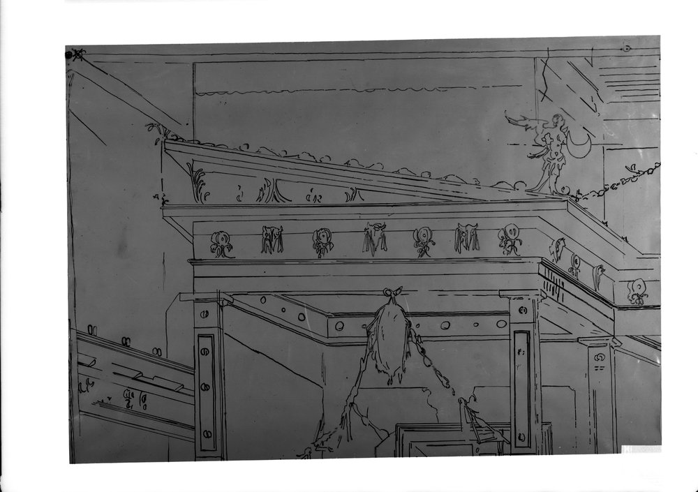 Lastra 2310, Palatino zona augustea. stanza delle maschere particolare parete sud disegno Coldani. Non eseguite relative positive..tif