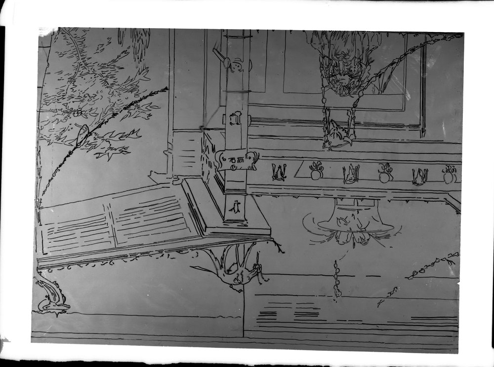 Lastra 2314, Palatino zona augustea. stanza delle maschere particolare parete sud disegno Coldani. Non eseguite relative positive..tif