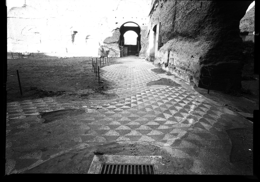 Pellicola 2784 - Terme di Caracalla - palestra occidentale - mosaico prima del restauro (1968).tif