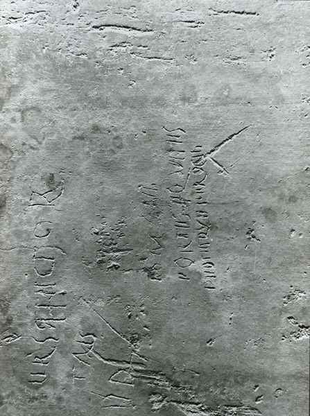 002503 - monumento - Casa di Augusto, danneggiamenti, graffiti sulle pitture parietali. Neg. serie 6x6 nÂ° 4431