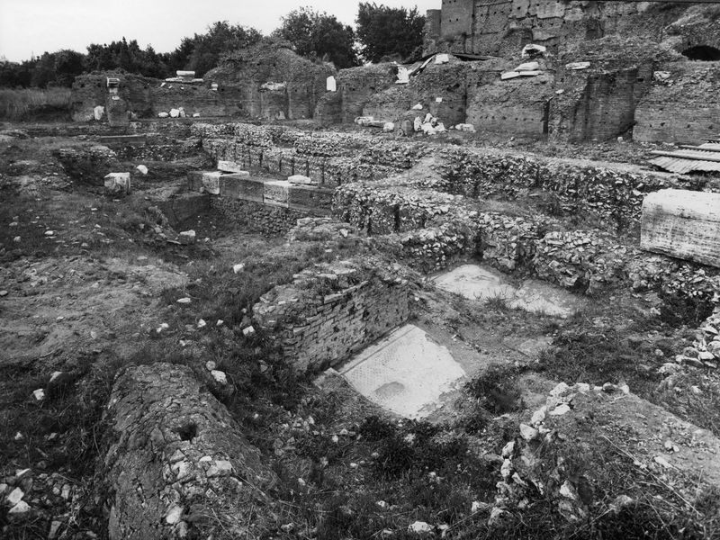 003641 - scavo archeologico - Domus Flavia, aula regia: veduta degli scavi lato Sud-Est, 1962