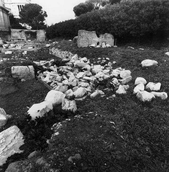 011318 - reperto - Basilica Emilia, frammenti architettonici non identificabili, durante la ricognizione fotografica prima della schedatura. (06-10-1993). Neg. srie 6x6 nÂ° 20004