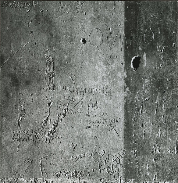 002507 - monumento - Casa di Augusto, danneggiamenti, graffiti sulle pitture parietali. Neg. serie 6x6 nÂ° 338
