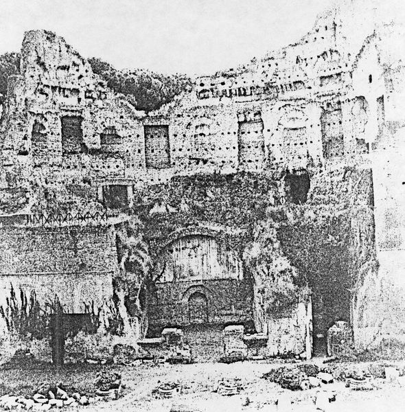 006345 - monumento - Stadio di Domiziano, esedra con il Palco Imperiale, veduta generale (fotocopia di una fotografia). Neg. serie Film nÂ°1661