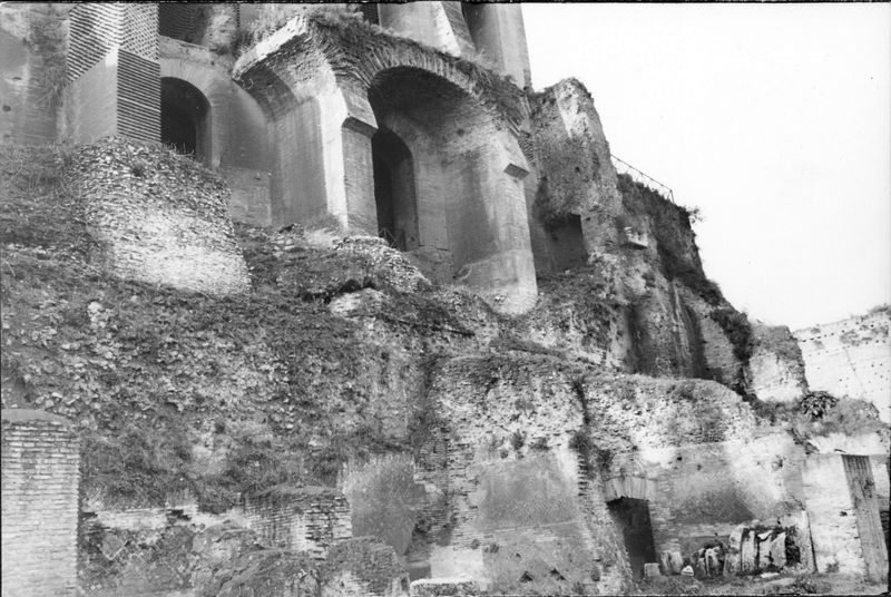 005249 - restauro - Domus Tiberiana, fronte Nord-Est settore 17-Livello II: ambienti sulla via Nova, dopo i lavori di pulizia marzo 1964