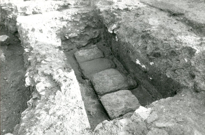 002724 - scavo archeologico - Area del tempio della Magna Mater, area a nord-ovest della casa repubblicana a fianco delle Scalae Caci e Casa di Livia: particolare dei blocchi del manufatto in opera quadrata. Neg. serie Film nÂ° 88-79