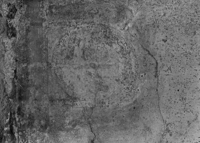006349 - monumento - Stadio di Domiziano, lato orientale con il Palco Imperiale: particolare di raffigurazione con globo terrestre dipinto sulla parete di fondo dell'ambiente centrale . Neg. serie Museo Nazionale nÂ°842