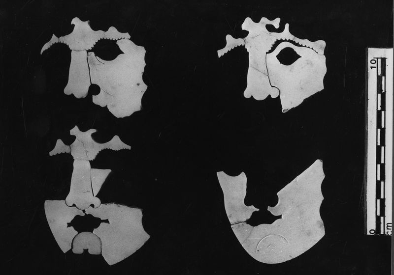 005842 - reperto - Crustae marmoree parietali raffiguranti volti di gorgoni. Il materiale di cui si compongono Ã¨ giallo antico. Bibliografia di riferimento: "Museo Palatino, le Collezioni" a cura di M.T. Tomei e C. Gasparri, Electa 2014 pp. 190-194. Neg. serie Film nÂ° 2478