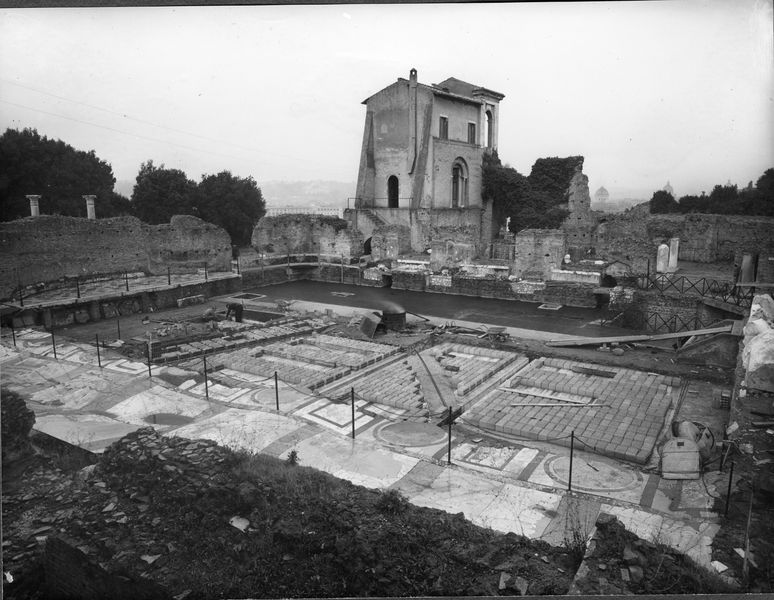 005524 - monumento - Domus Transitoria, lavori di installazione della copertura, novembre 1963. Neg. serie F nÂ° 2418