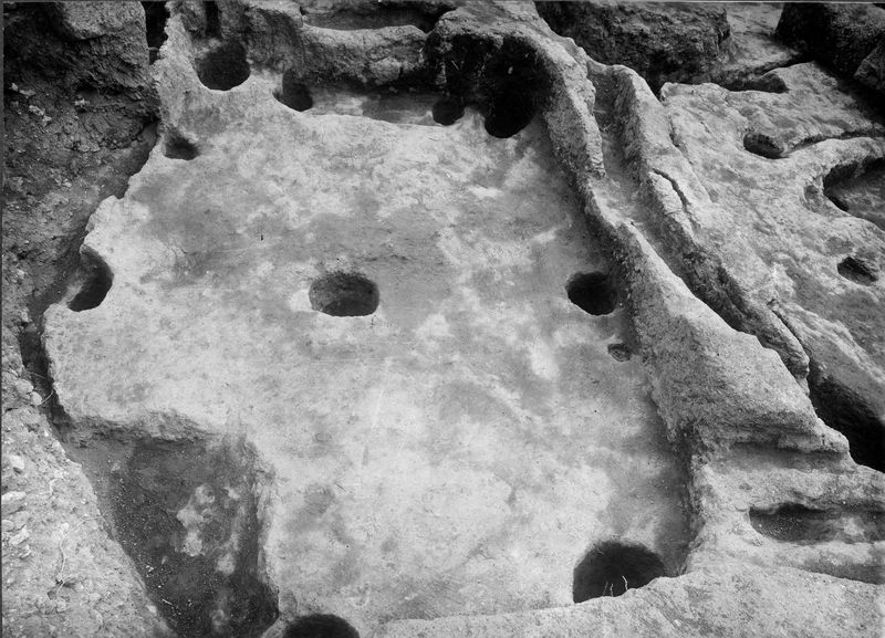 000046 - monumento - Palatino, Roma quadrata, Scalae Caci, le capanne protostoriche (Gab.  Fot. Naz., 1948); neg. serie E, img. n. 27102