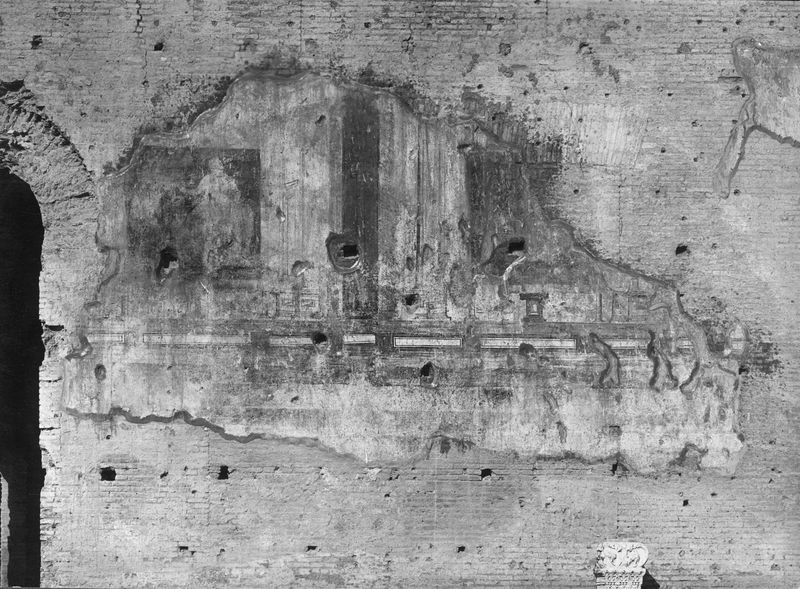003331 - monumento - Palatino, Domus Augustana, peristilio inferiore, lato occidentale, particolare della decorazione pittorica (1936); senza negativo