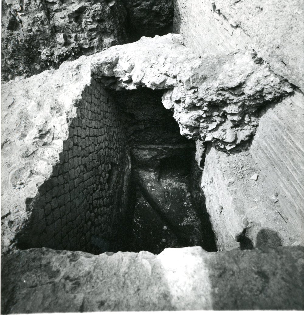 film 1881 - Scavo Carandini - a sinistra il muro perimetrale ovest in opera reticolata di una casa repubblicana.jpg