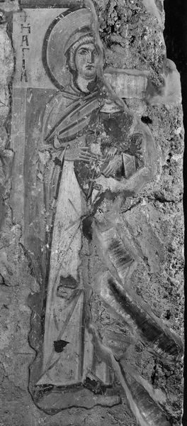 019204 - monumento - S. Maria Antiqua, pitture, navata centrale, parete di fondo, lato sinistro, S. Anna; Neg. serie E, n. 51285