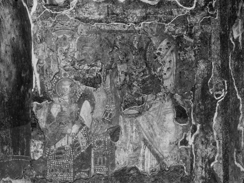 019222 - monumento - S. Maria Antiqua, cappella centrale, parete di fondo a destra dell'abside, sovrapposizione di tre strati di pitture dal VI al VIII sec.; Neg. serie E, n. 231