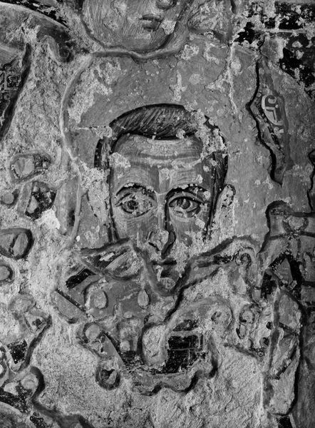 019227 - monumento - S. Maria Antiqua, navata centrale, parete di fondo, lato destro, particolare della Madonna in trono e Santi; Neg. serie E, n. 51253