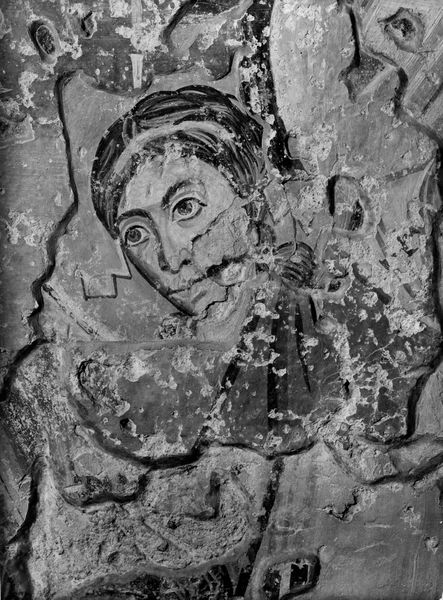 019228 - monumento - S. Maria Antiqua, navata centrale, parete di fondo, lato destro, particolare della Madonna in trono e Santi; Neg. serie E, n. 51250