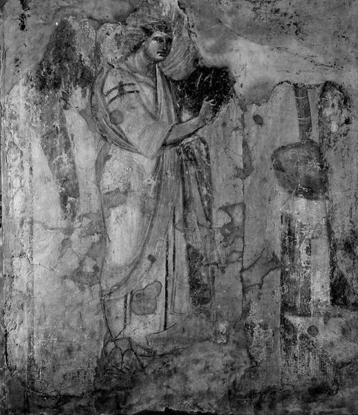 019372 - monumento - S. Maria Antiqua, navata centrale in fondo: particolare dell'Annunciazione del tempo di Giovanni VII; neg. serie E, n. 51349