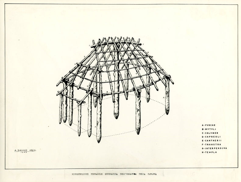 002905 - elaborato grafico - Ricostruzione di una capanna di epoca romulea