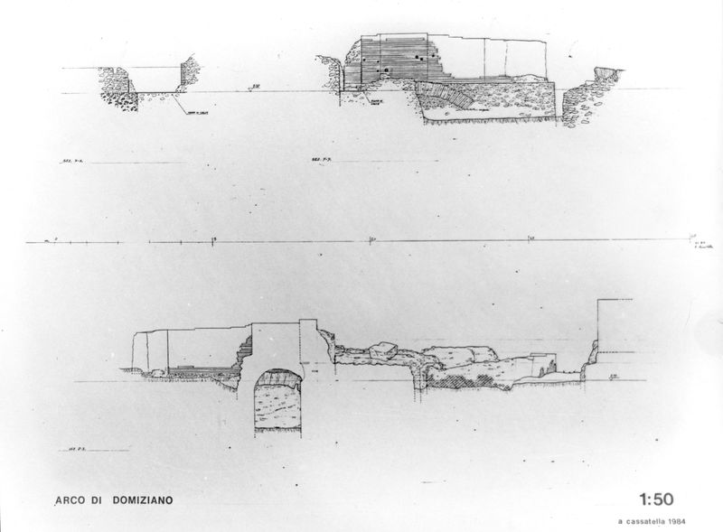 005582 - elaborato grafico - Clivio Palatino, Arco di Domiziano: rilievo delle strutture