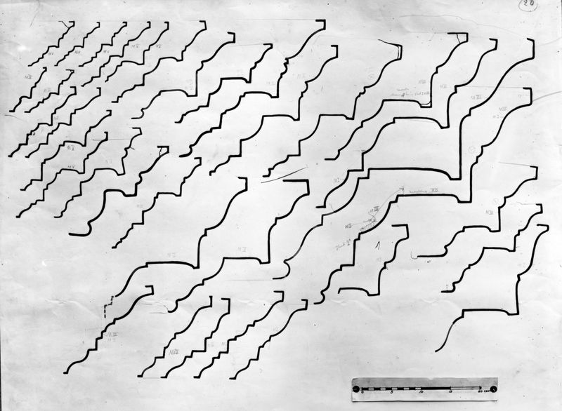 003860 - elaborato grafico - Domus Flavia: rilievi e ricostruzioni - profili di cornici, Gordon Leith 1913
