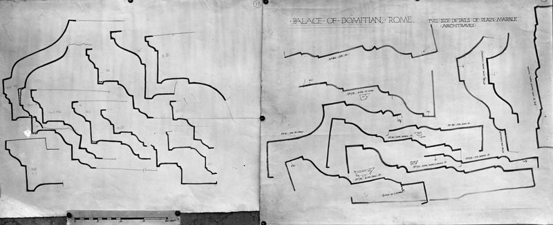 003862 - elaborato grafico - Domus Flavia: rilievi e ricostruzioni - profili di plinti e architravi, Gordon Leith 1913