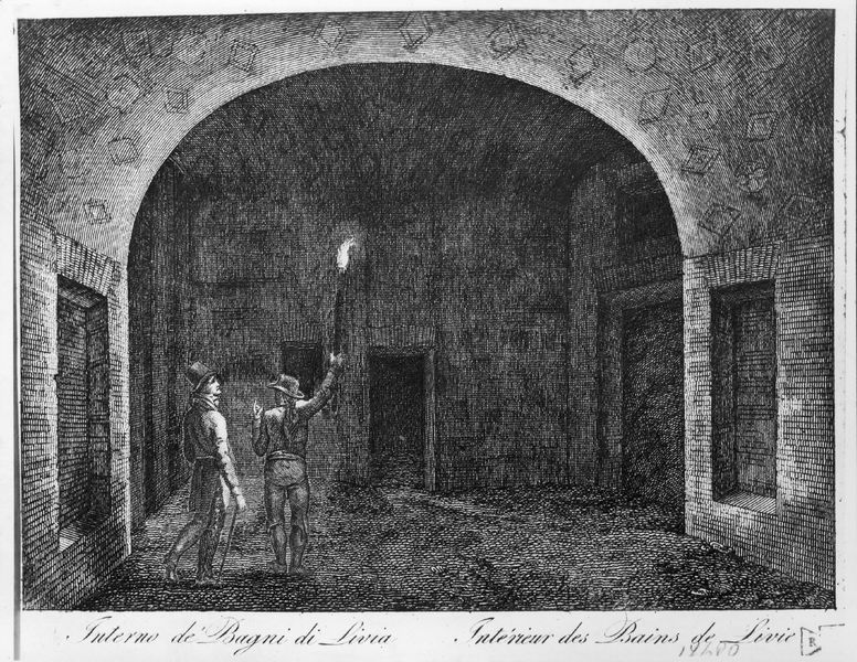008815 - elaborato grafico - Domus Transitoria, ambienti Nord-Orientali: incisione di ignoto (ca. 1850) (Bibl. Ist. Archeol. Coll. Lanciani-Roma XI-7-II-18). Neg. serie F nÂ° 2338