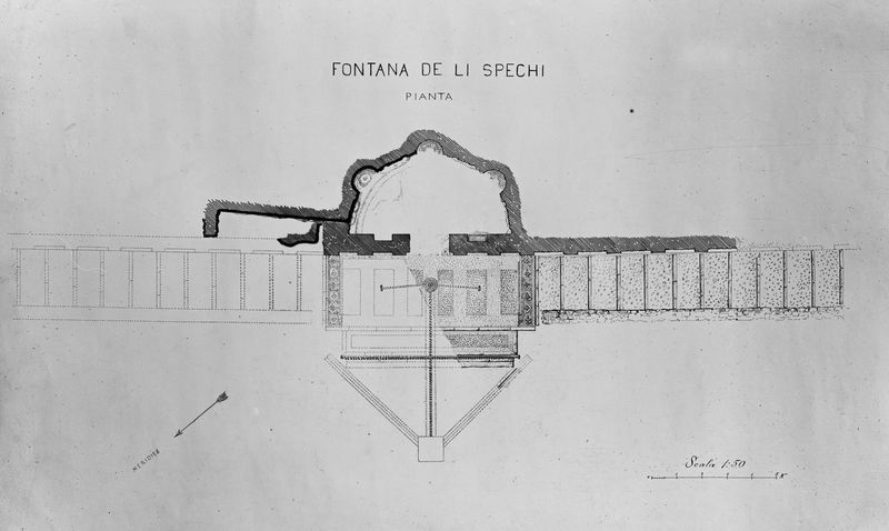 005866 - elaborato grafico - Palatino, Horti Farnesiani: Pianta della Fontana de li Spechi (scala 1:50)
