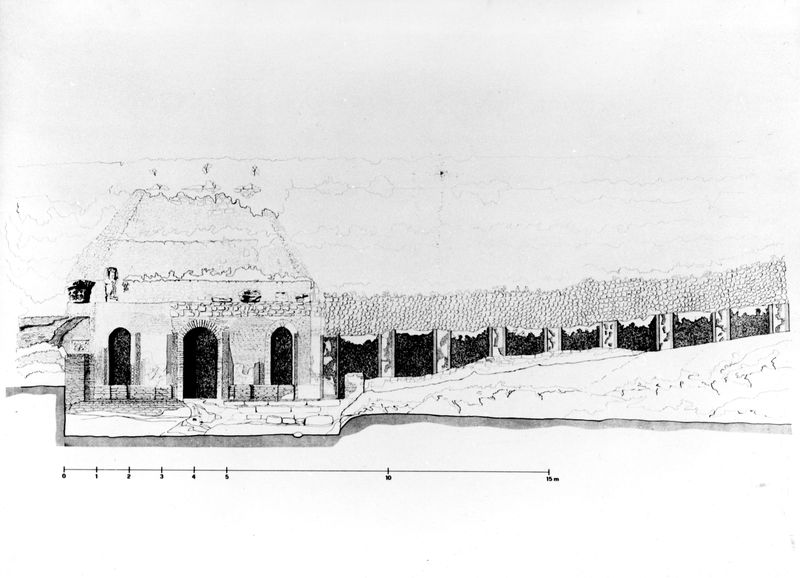 005873 - elaborato grafico - Palatino, Horti Farnesiani: prospetto della Fontana de li Spechi (Morganti)