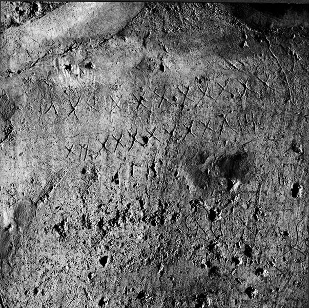007651 - monumento - Palatino, Domus Tiberiana, ambienti sul Clivus Victoriae, piano terra, graffiti nella parte interna del vano destro dell'ingresso n. 3; neg. serie 6x6, n. 1019