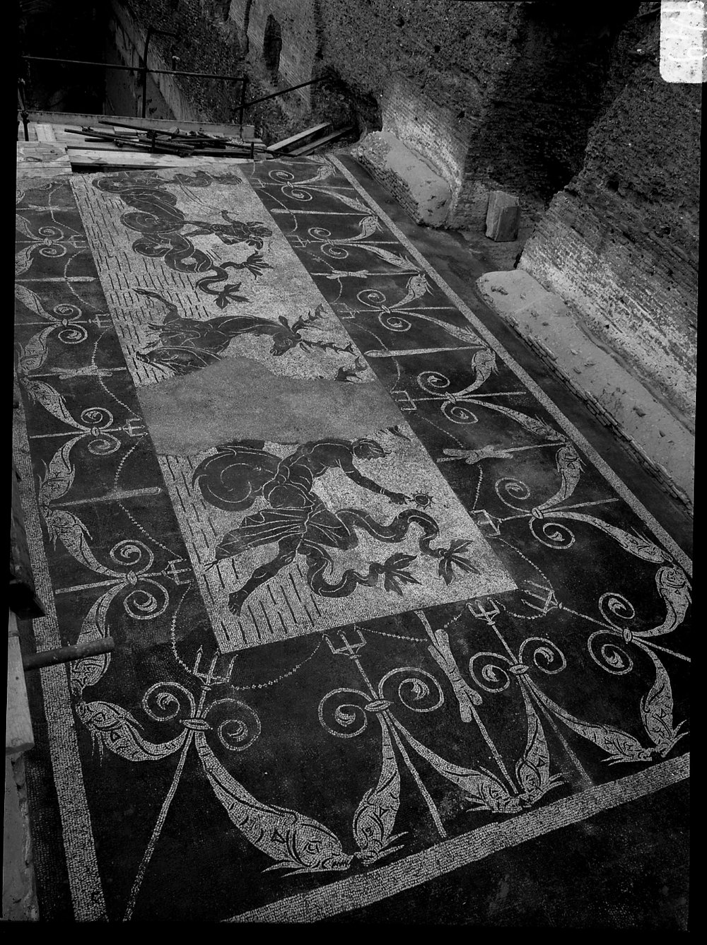 A 949 - Terme di Caracalla - palestra occidentale - ambiente piano superiore - angolo ovest - mosaico.tif