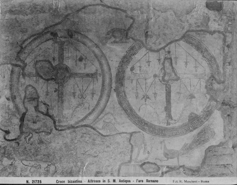 015800 - reperto - Oratorio dei Quaranta Martiri, Particolare pittura, croce bizantina; senza negativo