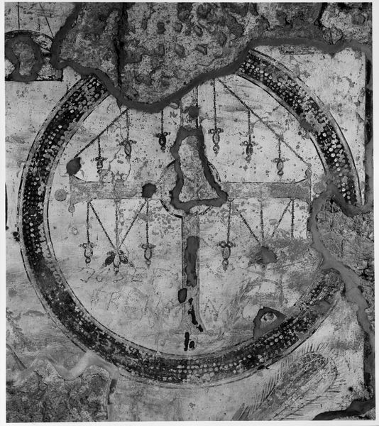 015811 - reperto - Oratorio dei Quaranta Martiri, Particolare pittura della parete di fondo, lato sinistro, croce; Gab. Fot. Naz. Neg. Serie E, Nr. 51715