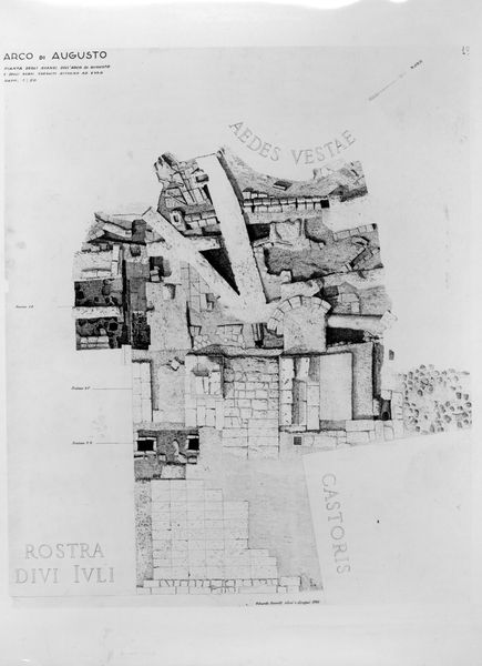 020053 - elaborato grafico - Arco di Augusto, scavi Boni, disegno Ferretti; neg. serie 9x12, n. 346, film 1493