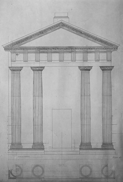 020057 - elaborato grafico - Arco di Augusto, studio di ricomposizione dell'Arch. Benvenuti (come porta d'ingresso della Regia); neg. serie C, n. 649, film 2129