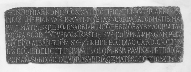 013077 - reperto - Curia, Chiesa di S. Adriano, epigrafe medievale da S. Adriano; Neg. Serie Film, Nr. 1043