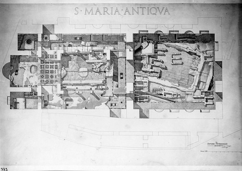 019504 - elaborato grafico - Santa Maria Antiqua, pianta dello scavo; neg. serie C, n. 323