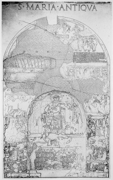 019515 - elaborato grafico - Santa Maria Antiqua, pitture, cappella centrale, dipinti dell'abside (disegno di A. Petrignani); neg. serie E, n. 52668
