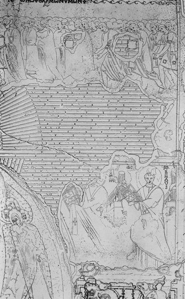 019518 - elaborato grafico - Santa Maria Antiqua, pitture, cappella centrale, particolare dei dipinti dell'abside (disegno di A. Petrignani); neg. serie E, n. 52694