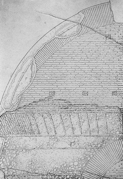 019521 - elaborato grafico - Santa Maria Antiqua, pitture, cappella centrale, particolare dei dipinti dell'abside (disegno di A. Petrignani); neg. serie E, n. 52689